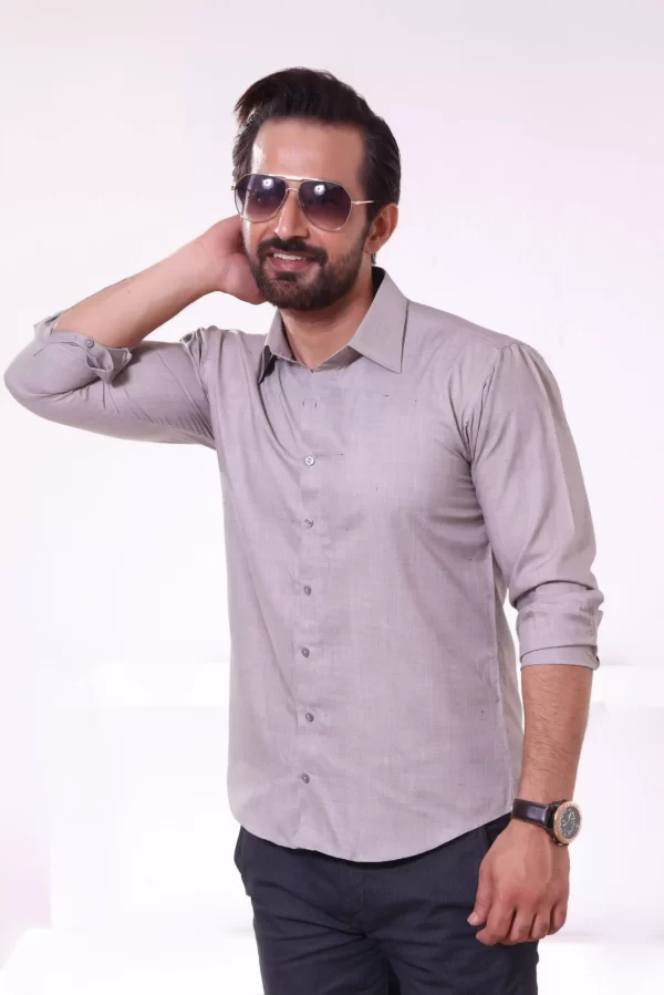 Casual Light Gray Full Sleeves Cotton Shirt scaled 1