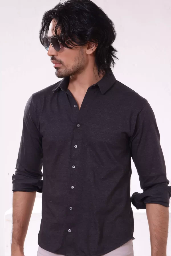 Charcoal Double Collar Full Sleeve Shirt scaled 1