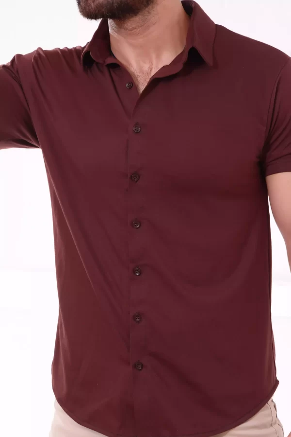 Dark Maroon Double Collar Shirt scaled 1